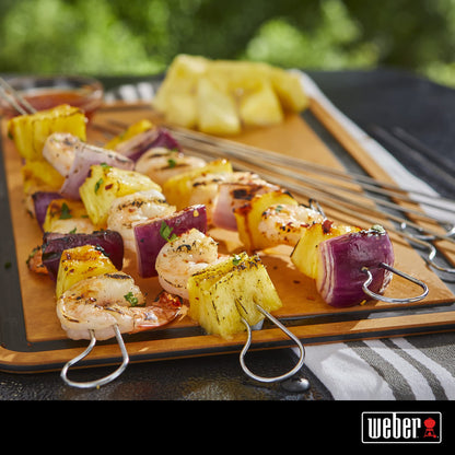 Weber Grilling Skewer Set – 8‑Piece Dual‑Pronged Stainless‑Steel BBQ Skewers for Secure, Even Grilling of Kebabs, Veggies & Meats