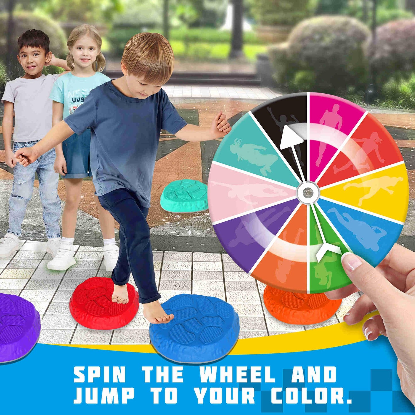 TECKMICO 10-Pack Stepping Stones for Kids,Non-Slip Balance Stones Obstacle Course Coordination Game Encourage Toddler Balance Gross Motor Skills Toys for Kids Ages 3-8