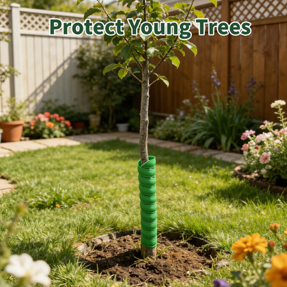 Spiral Tree Guards, 4 Pack, 2 Sizes (4x40cm & 5x40cm), Flexible Tree Protector Wrap for Young Saplings, Trunk Protection from Animals, Weather, and Lawnmower Damage
