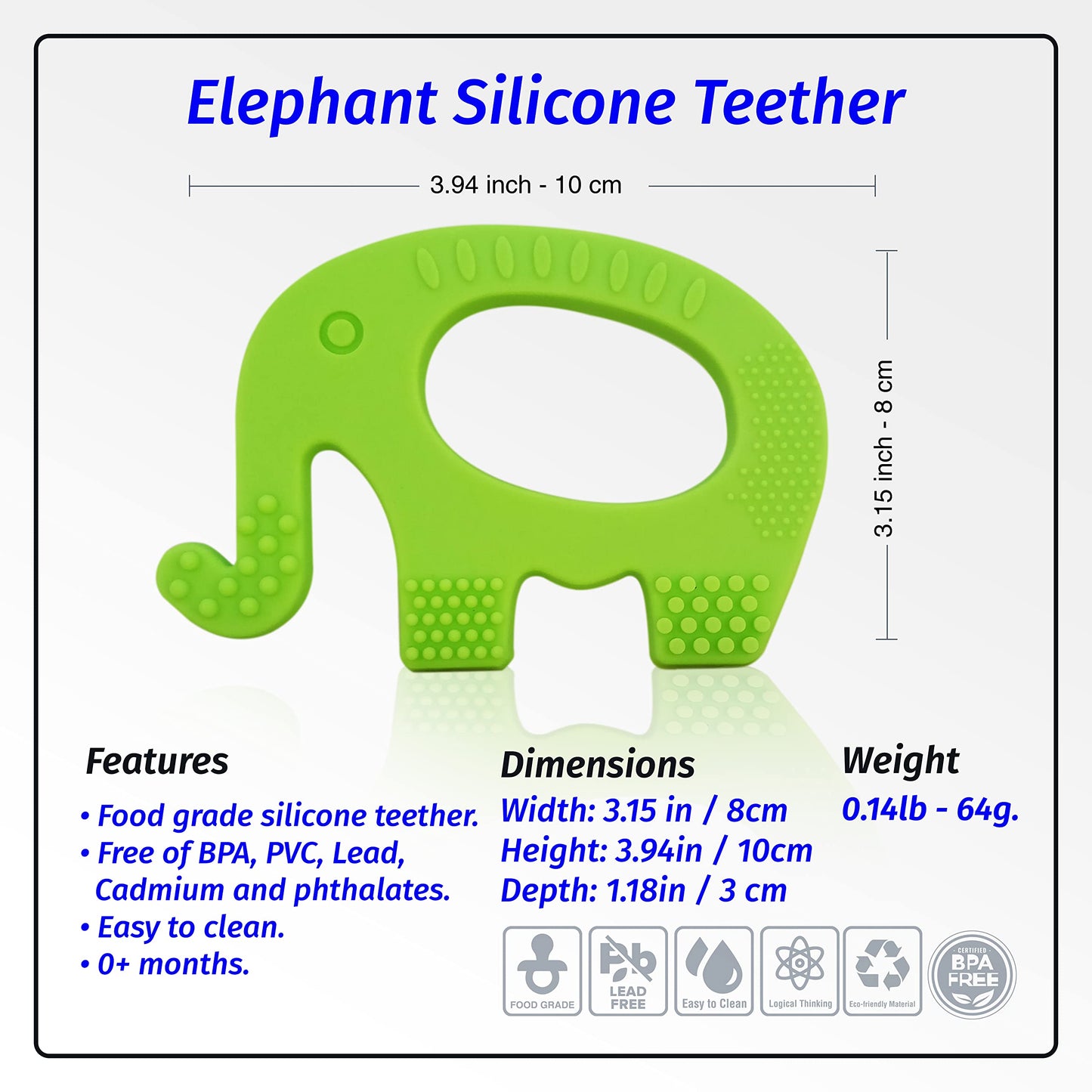 WANABUY - Silicone Pacifier teether Toys for Babies 0-6 and 6-12 Months – Package of 4 Baby teethers - Pain Relief – Infants and Toddlers. Safer Than Plastic - Soft and Flexible - Easier to Clean