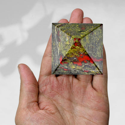 Amazing Gemstone Dragon Bloodstone Pyramid Crystal Healing Stones - 2" Great Pyramid Figurine of Natural Stone Pyramid for Meditation, Reiki, Chakra Balancing and Crystal Pyramids Grid