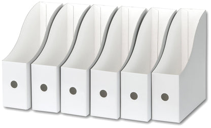 Simple Houseware 6-Pack Magazine File Holder Box, Foldable Cardboard Organizer, White