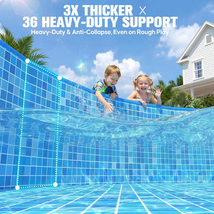 AixPool 2026 Large Foldable Pool,Non-Inflatable Pool for Adult,Foldable Swimming Pool,Plastic Kiddie Portable Pool,Collapsible Kid Pool for Backyard,Oversized Easy Setup Family Pool for Adult,7.5FT