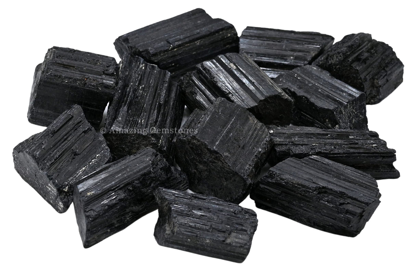 Amazing Gemstone Black Tourmaline Crystals Rough Stone in Bulk, 1/2lb Regular Pieces Turmalina Negra Piedra Originales, Large Black Tourmaline Crystal Healing Stones for Protection