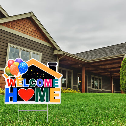 Welcome Home Yard Sign With Metal Stakes, Welcome Sign， Party Decoration for Outdoor， Home Welcoming Party Lawn Sign Supplies