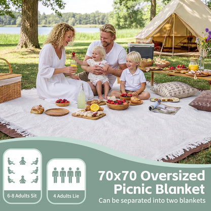 2 in 1 Extra Large Camping Blanket Outdoor Picnic Yoga Mat Lightweight Car Essential Roadtrip Gadget Rv Accessories Glamping Tent Gear Must Haves Hiking Stuff Backpacking Necessities Women Beach Gift