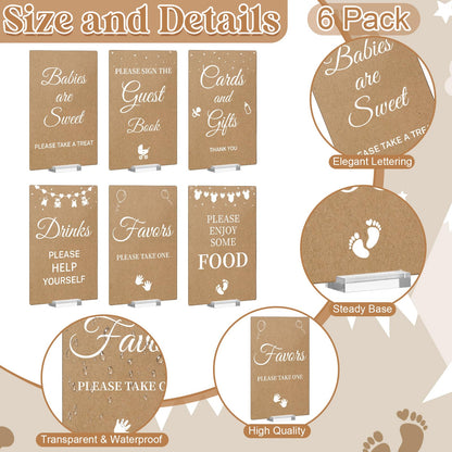 6 Pcs Kraft Baby Shower Table Decorations Acrylic Sign Centerpieces with Stand Take One Sign Birthday Decorations Party Supplies 5 x 7"