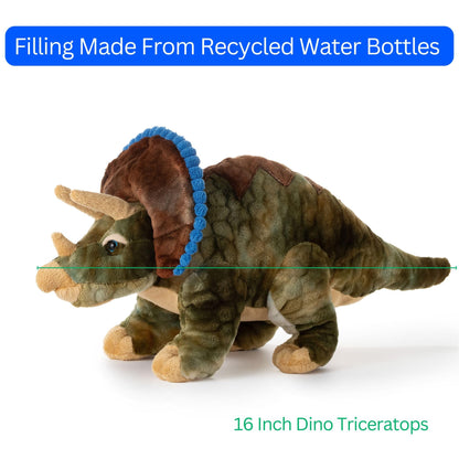 The Petting Zoo Triceratops Stuffed Animal Plushie, Gift for Kids, Dinosaur Animals, Triceratops Dinosaur Plush Toy, 16 inches
