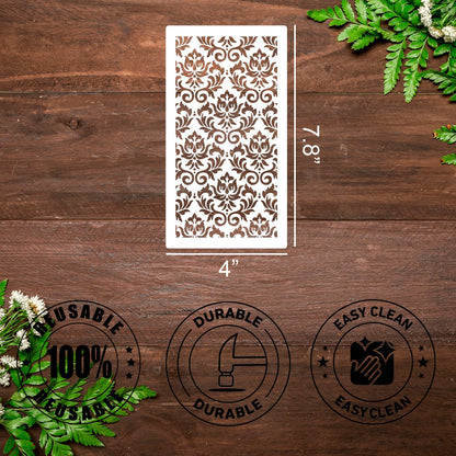 Damask Stencils for Crafts Reusable Texture Stencils Mixed Media Stencil Background Drawing Templates for Painting on Wood Wall Fabrics Crafts Furniture