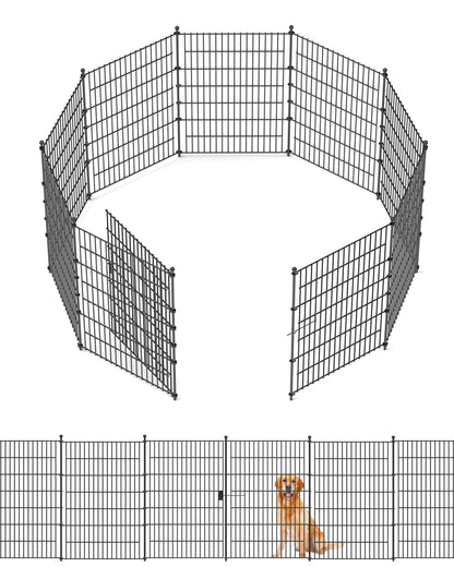Garden Fence Animal Barrier with Gate 40in(H) x23ft(L) 10Panels Heavy Duty Metal Wire No Dig Decor Fencing,Tall Outdoor Dog Safety Fences with Stake,Temporary Edging for Yard