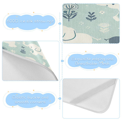 Burbuja Baby Cooling Mat Baby Elephant Bed Pad Ice Silk Cool Mat for Crib Mattress, Sleeping Pad with Pillowcase for Girl Boy, 28x52 in