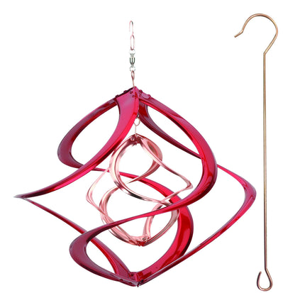 Red Carpet Studios Deluxe Double Helix Cosmix Wind Spinner, 14-Inch, Red and Copper