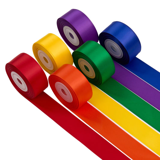 DINDOSAL Rainbow Satin Ribbon 1 Inch x 60 Yards, Colorful Multicolor Fabric Ribbon for Crafts, Gift Wrapping, Bows, Garland, Sewing, Tulle, Birthday Party Decorations and DIY Decor