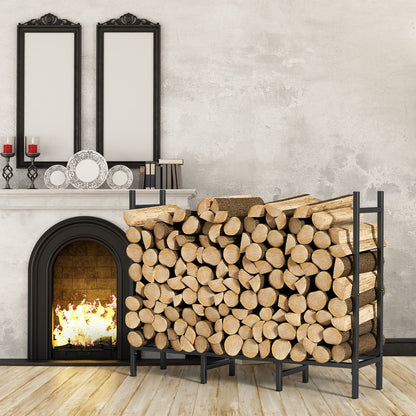 CADUKE Firewood Rack Outdoor with Cover 5.3ft Firewood Log Rack for Fireplace Wood Storage Fire Log Holder Indoors Adjustable Heavy Duty Fire Wood Rack Stand, Black Waterproof Oxford Fabric
