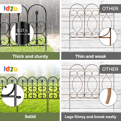 Idzo Heavy Duty Steel 32in x 10ft (5 Panels) Decorative Garden Fence, No Dig Decorative Fence, Rustproof Metal Garden Fence Border for Outdoor Yard Patio, Small Animal Barrier Fence for Dog Rabbit Pet