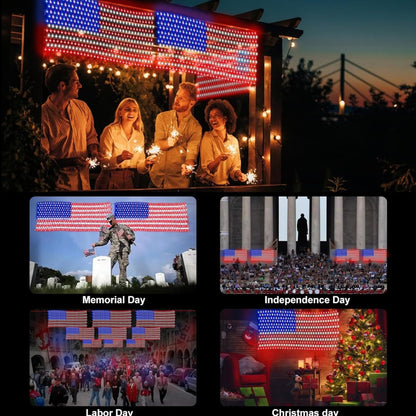 HYH American Flag Lights with 420 Super Bright LEDs,Waterproof Led Flag Net Light of The United States for Yard,Garden Decoration, Festival, Holiday, Party Decoration,Christmas Decorations