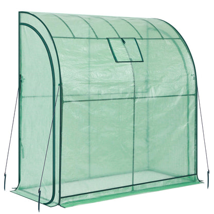 Lean-to Greenhouse with 3-Tier Shelves: Ohuhu Portable Walk-in Wall Mounted Green House with Mesh Windows, 79"x39"x83" Large Greenhouses with 2 Roll-Up Zipper Doors Reinforced Structure for Outdoors