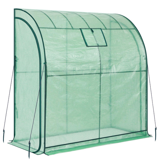 Lean-to Greenhouse with 3-Tier Shelves: Ohuhu Portable Walk-in Wall Mounted Green House with Mesh Windows, 79"x39"x83" Large Greenhouses with 2 Roll-Up Zipper Doors Reinforced Structure for Outdoors