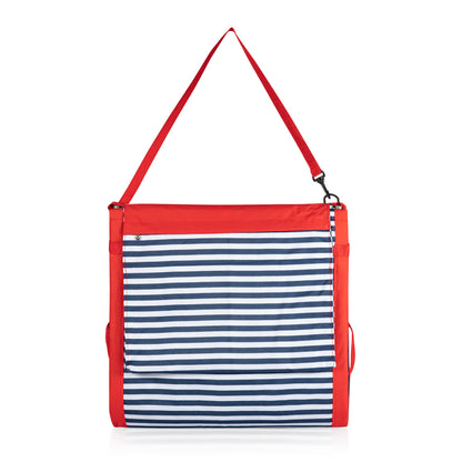 PICNIC TIME Beachcomber Portable Lounger - Soft Beach Mat & Chair - Blue Pinstripe
