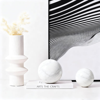 SIRIZEN-DIVING White Natural Marble Decorative Sphere Set, Heavy Solid Stone Balls for Home Decor, Bedroom, Entryway, Hotel, Dining Room Tabletop Display (12cm Diameter)