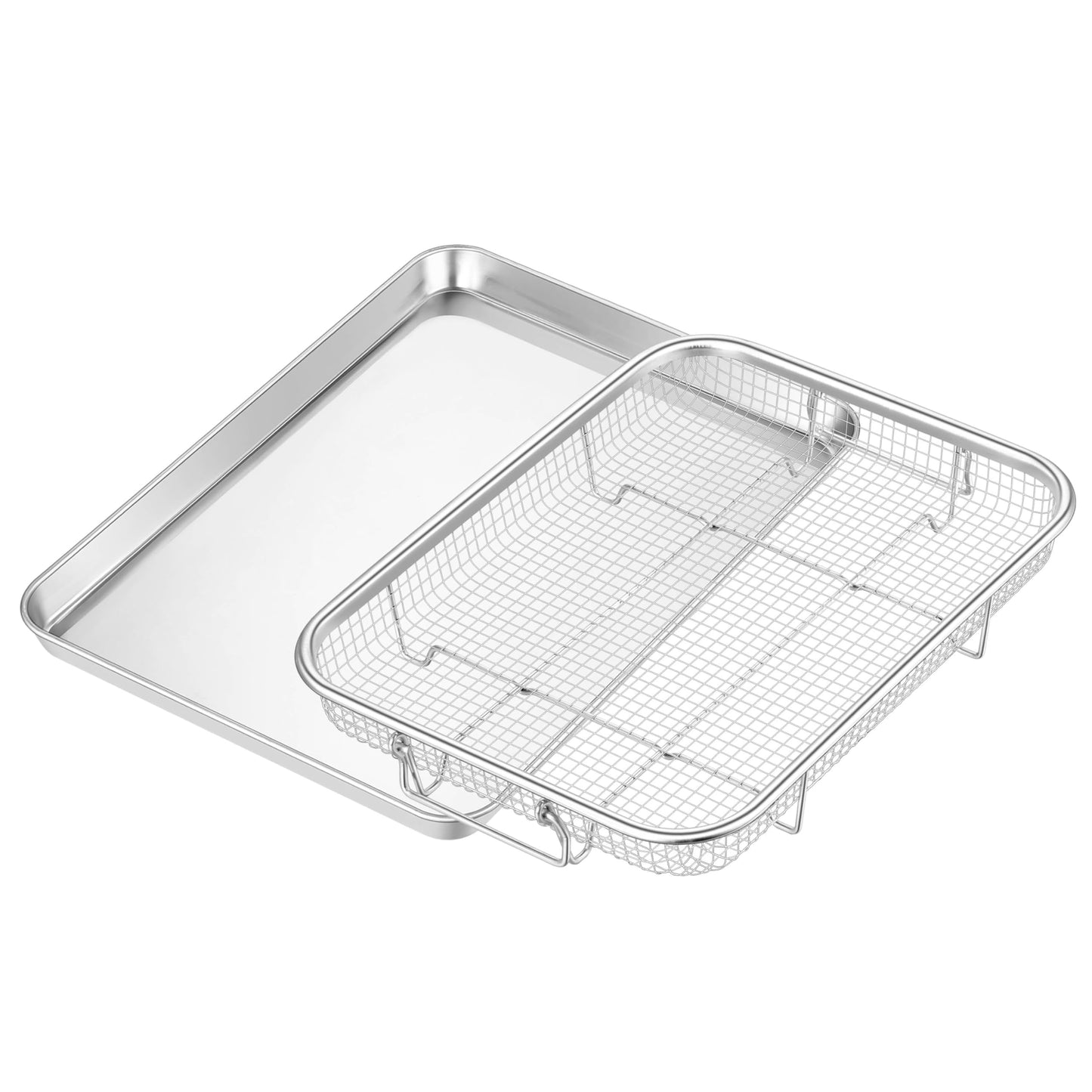 TeamFar Air Fryer Basket for Oven, 12.5”x9.6” Stainless Steel Air Fryer Basket and Tray, Oven Air Fryer Rack with Baking Pan for Cooking Baking Broiling Grilling, Heavy Duty & Dishwasher Safe