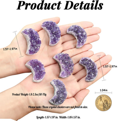 ZHIYUXI Moon Gifts Crystal Cluster Gemstones Amethyst Healing Crystals Moon Gifts for Women Gem Stone Rock Geode Protection Crystals Raw Stone Decor Energy Balance Reiki Home Decor