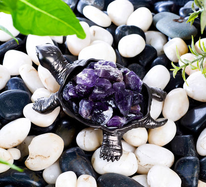 DUQGUHO Turtle Decor Figurines Turtles Gifts for Women Amethyst Crystal Cute Turtle Statue Decorations
