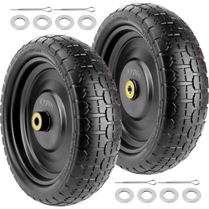 13" Flat Free Wheels for Gorilla Carts, 4.00-6 Solid Tires with 5/8" Bearings & 2.17" Offset Hub, Replacement for Garden Carts, Hand Truck, Yard Trailer, 2 Pack | Vypart
