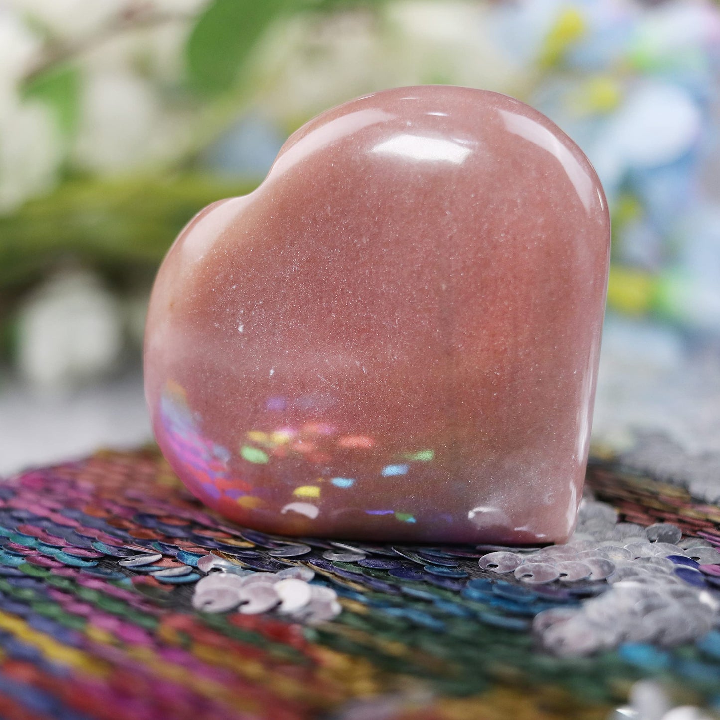 Crocon 50mm Pink Agate Heart stone Big Heart Shape Puff Stones Set 450+ Carats Pocket Crystal Healing Tumble Collection Palm Worry Stone Good Luck Charm Meditation Gift Craft Home Decor
