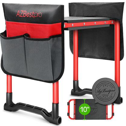 AZBESTPRO Garden Kneeler and Seat Heavy Duty,Upgraded Foldable Gardening Stool Widened to 10" Stable Wear-Resistant Prevent Knee and Back Pain, Bench High-End 2 Large Tool Bags Gift for Women