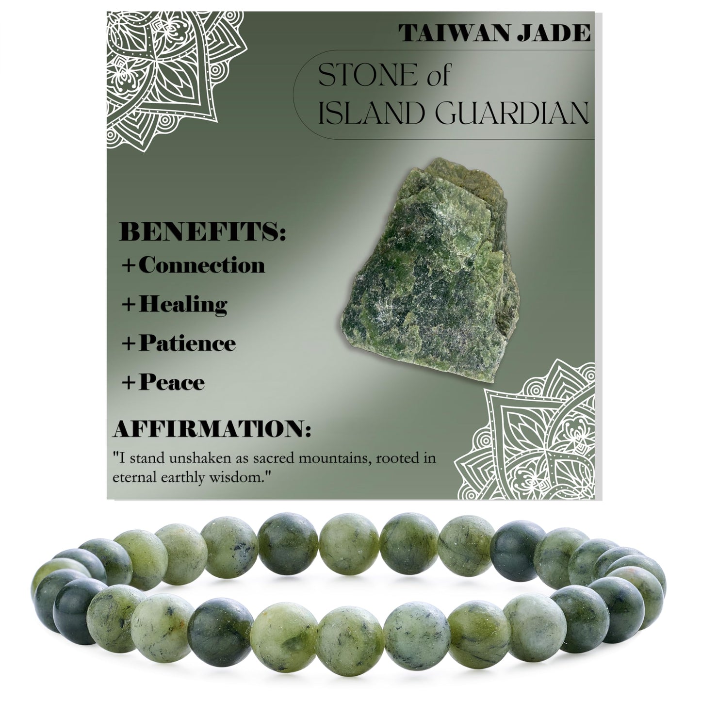 Bivei Taiwan Jade-Resilience-6mm Beaded Bracelets for Women Handmade Semi Precious Natural Stone Stretch Elastic Jewelry for Women Yoga Protection Gifts