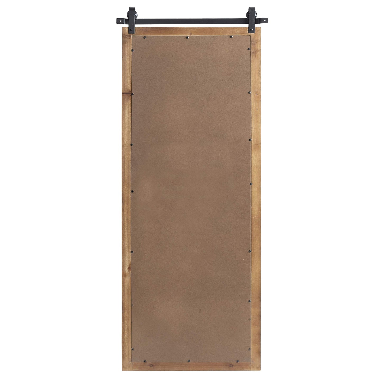 Kate and Laurel Cates Farmhouse Wood Framed Wall Mirror, 18 x 50, Rustic Brown, Barn Door-Inspired Rustic Mirrors for Wall