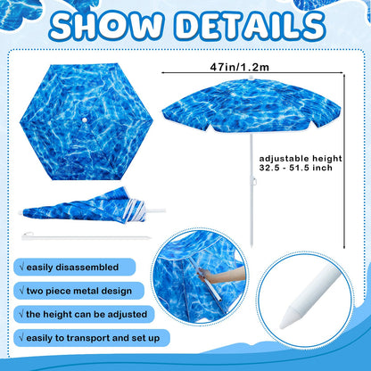 Sweetude Water Table Umbrella (Table Not Included), Kids Seaside Beach Umbrella Picnic Canopy for Summer Toddlers Sand Beach Camping Garden Outdoor Pool Shade Party Supply(Ocean Wave Theme)