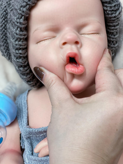 Gileutay 20 inch Full Solid Silicone Reborn Doll Boy Lifelike Reborn Sleeping Newborn Babies Doll That Can Open Mouth