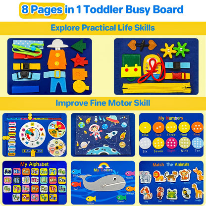 SYHLN Toddler Montessori Busy Board Toys for Little Boy Gifts: Educational Preschool Learning Travel Toys, Busy Book Learning Sensory Toys for Toddler Boys, Boys Dinosaur Christmas Birthday Gifts