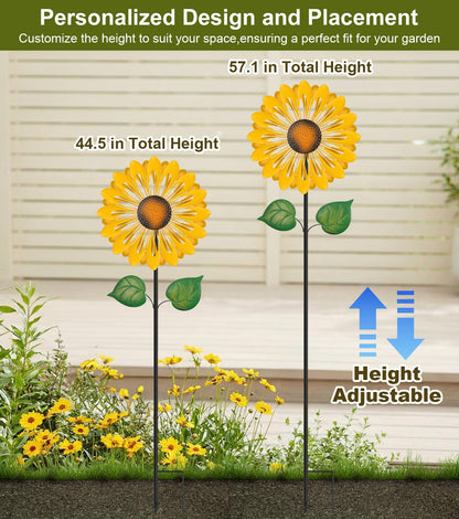 Sunflower Wind Spinners Outdoor, Metal Pinwheel Wind Sculpture for Yard Decorations, Windmill for Yard, Garden, Patio Art