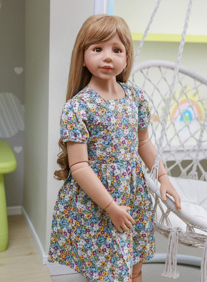Pinky Reborn 47inch Reborn Toddler Dolls,Huge Baby Full Body Hard Vinyl Masterpiece Doll Real Child Realistic Girl Model Collectible Floral Dress