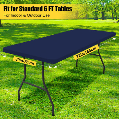 Smiry 4 Pack Rectangle Picnic Table Cloth, Waterproof Elastic Fitted Tablecloths, Washable Polyester Rectangular Patio Table Cover for Camping, Indoor and Outdoor (Navy, 30"x72")