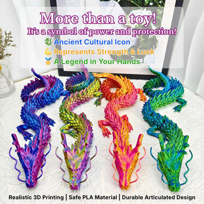 Joyroud 4 Pack 24" Large 3D Printed Dragon Toys, Articulated Chinese Dragons for Family Interaction & Imaginative Play, Collectible Home Office Desk Decor, Unique Birthday & Easter Gifts for Kids