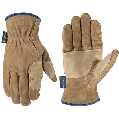 Wells Lamont Men’s HydraHyde Leather Work Gloves, Water-Resistant Split Cowhide, Reinforced Palm for Ranching, Fencing, and Construction