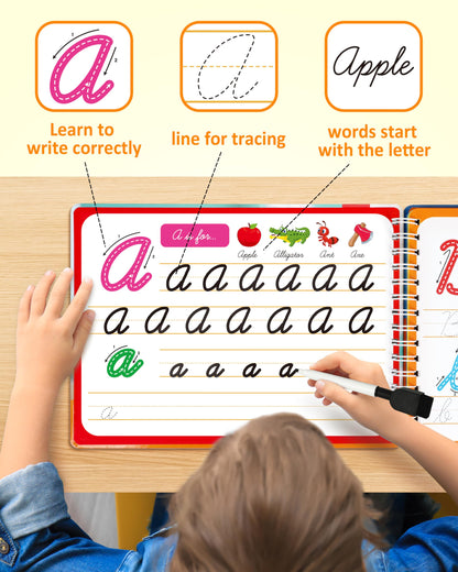 Coogam Magic Practice Copybook for Kids Age 3-12, Dry-Erase Writing Practice Book - Cursive Handwriting Aid With Alphabet Nmubers Words Sentences for Children and Beginners