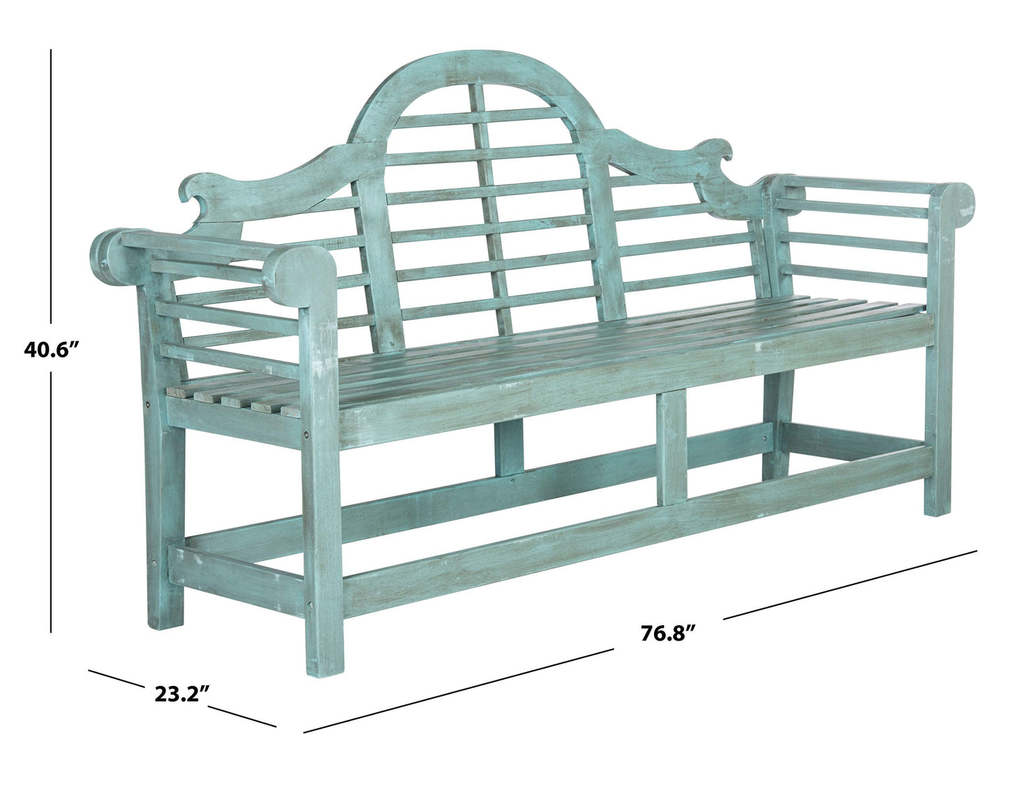 Safavieh Outdoor Collection Khara Bench, Beach House Blue