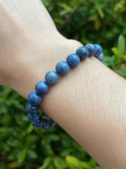 GAF TREASURES Dumortierite Crystal Bead Bracelet 8mm, Genuine Dumortierite Stretch Gemstone Bracelet, Healing Crystal Bracelet, Gift for Men & Women (1)