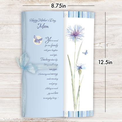 Designer Greetings Jumbo Mother’s Day Card, “With Your Laughter and Light” Blue Cornflowers (12.5 x 8.75 Inch Card with Gift Box)