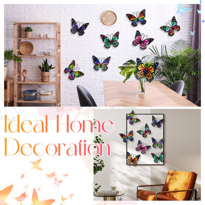Jetec 8 Pcs Metal Butterfly Wall Decor 6.5 Inch Outdoor Butterflies Wall Art Sculpture 3D Butterfly Hanging Decoration for Spring Outside Fence Garden Yard Home Patio Balcony(Cute Style)