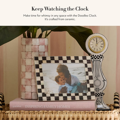 MACKENZIE-CHILDS Doodles Desk Clock, Decorative Tabletop Clock for Home or Office