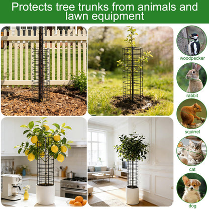 Augshy 10-Pack Tree Trunk Protectors, 17 Inch Height, 13 Inch Width, Expandable Metal Guard with 20 Ground Stakes 100 Ties for Ultimate Plant Bark Protection