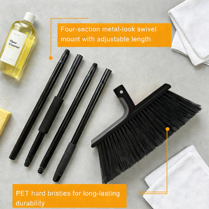 BSMstone Large Angle Brooms Indoor Outdoor Broom with Long Handle Stiff Bristle Sweeper for Kitchen Garage Deck Courtyard Lobby Patio Lawn Leaves (Black)