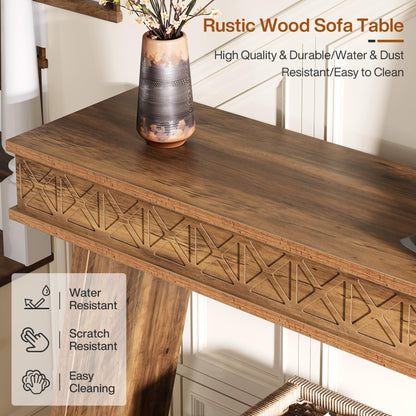Tribesigns 70.9 Inch Long Console Table for Entryway, 2-Tier Farmhouse Entryway Table with Storage, Narrow Sofa Table Behind The Couch, Wood Accent Table for Hallway, Living Room, Foyer, Rustic Brown
