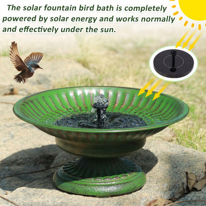 Solar Fountain Bird Bath,Cast Iron Pedestal Bird Bath with Solar Powered Fountain,Bird Bath Bubbler for Garden, Patio & Yard.